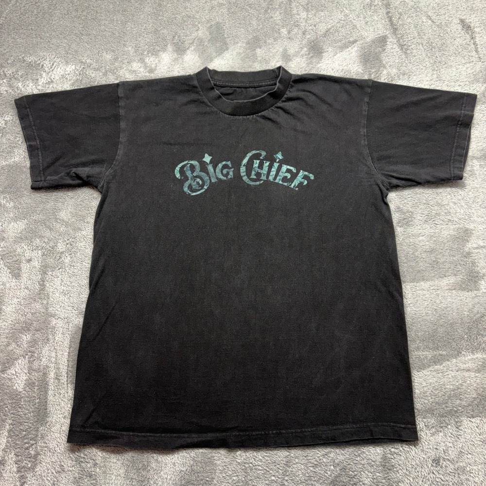 Big Chief Graphic‎ T-Shirt Mens Large Black Good Vintage Faded Streetwear Tee